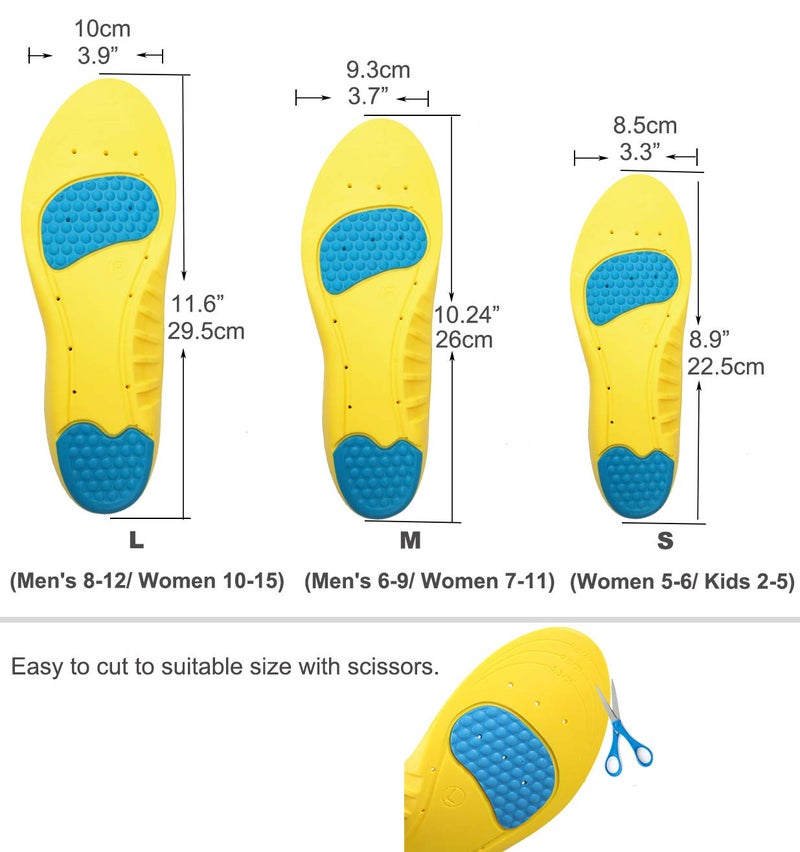 Basmile Insoles Memory Foam Insoles Shoes Inserts for Men and Women, Kids, Providing Arch Support, Cushion and Shock Absorption, Relieve Foot Pain (L) - Image 5